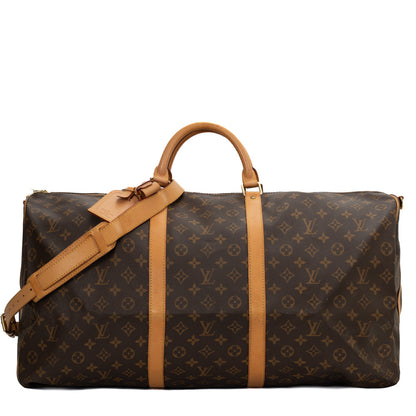Sac Keepall 60 Vintage en toile monogramme marron