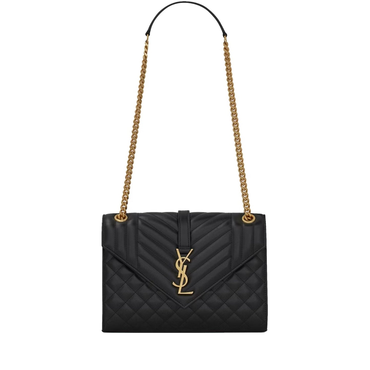 SAINT LAURENT Envelope medium chain bag in supple matelassé leather