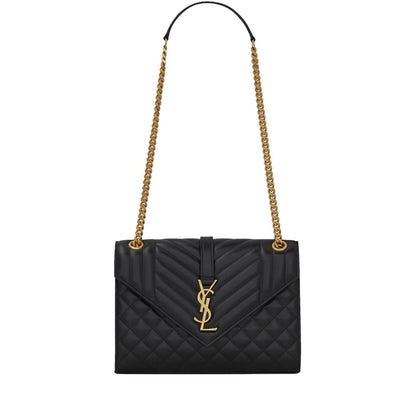 SAINT LAURENT Envelope medium chain bag in supple matelassé leather