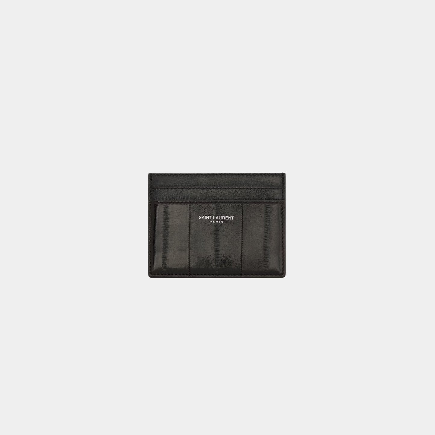 Saint Laurent Paris Card Case In Burnt Brown Eel