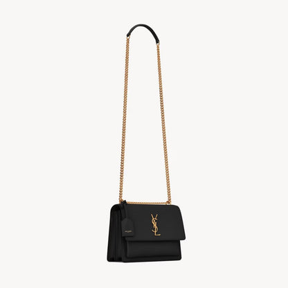 SAINT LAURENT Sunset medium chain bag in smooth leather - Gold