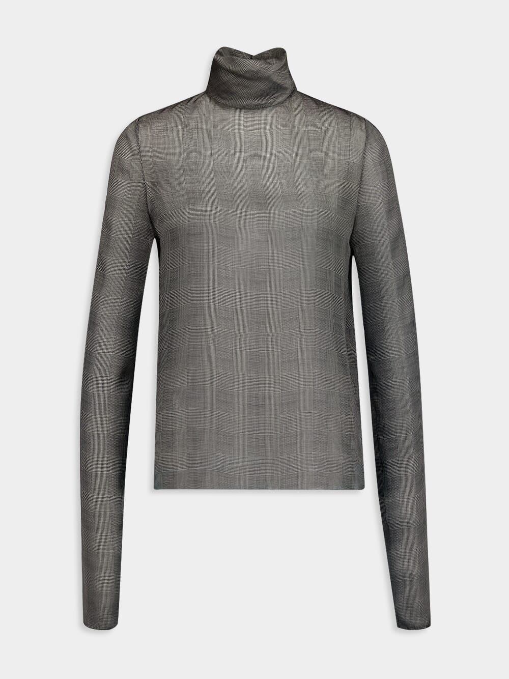Turtleneck Blouse In Prince Of Wales Silk Charmeuse