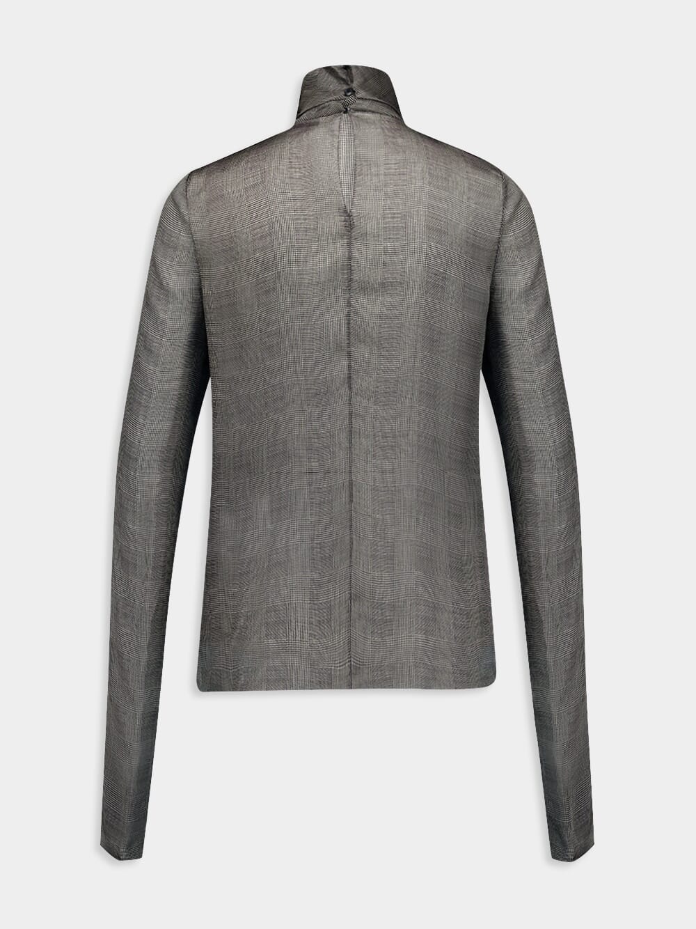 Turtleneck Blouse In Prince Of Wales Silk Charmeuse