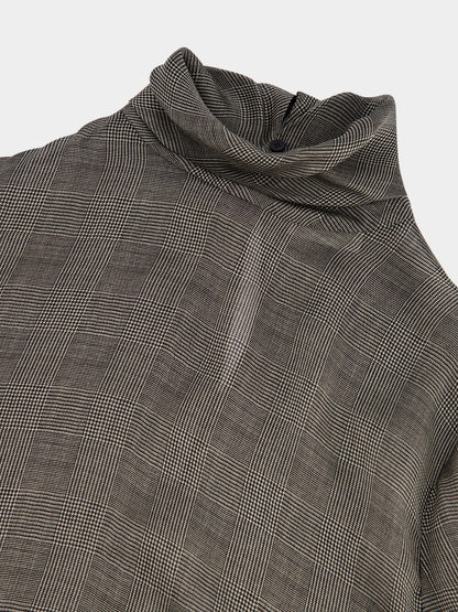 Turtleneck Blouse In Prince Of Wales Silk Charmeuse
