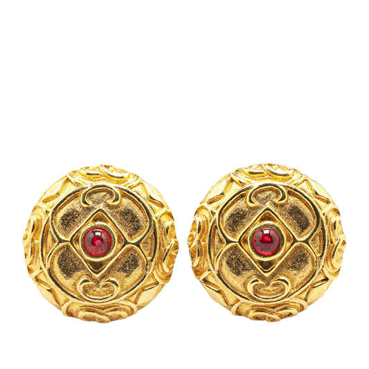 Chanel Gold Plated Color Stone Vintage Earrings