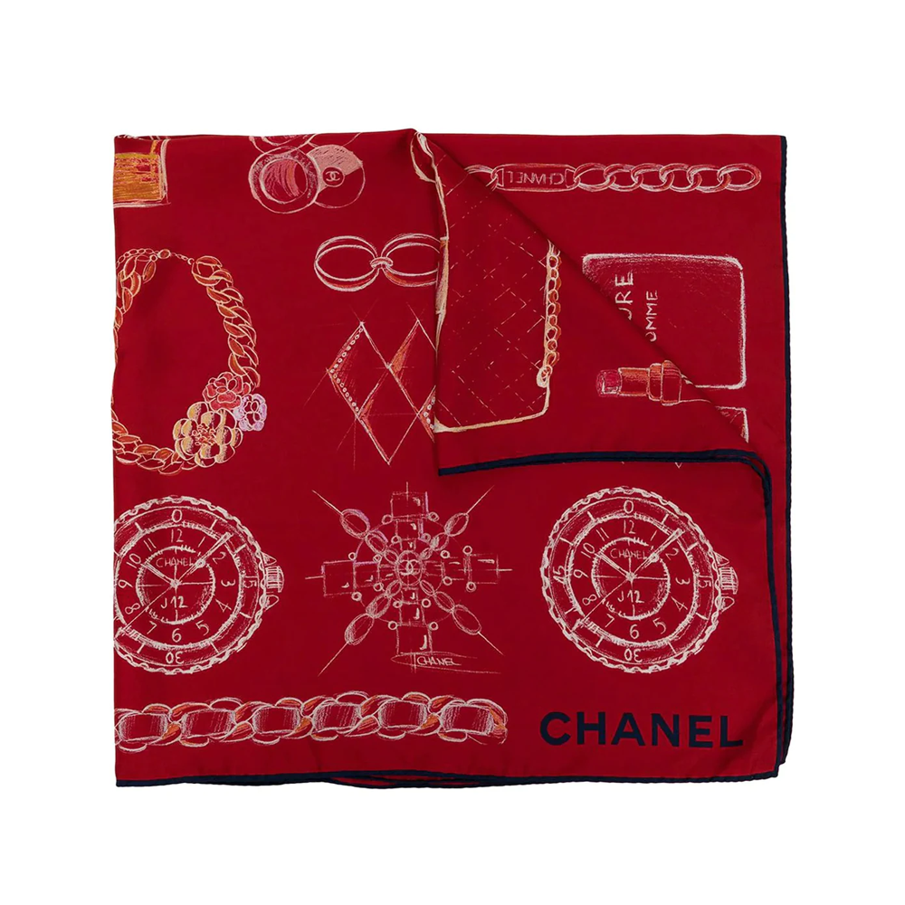 Symbols Motif Silk Scarf