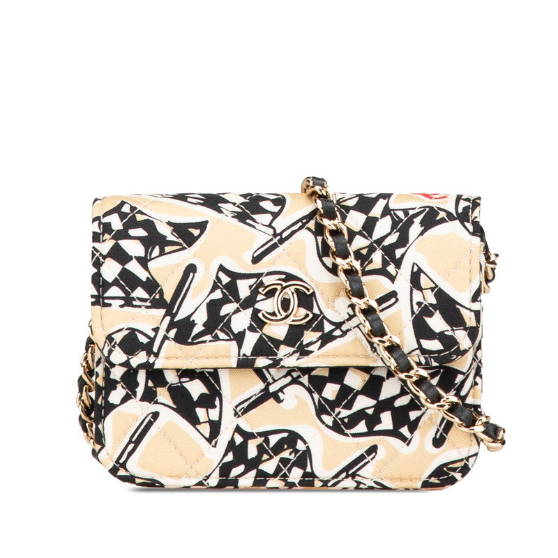 Chanel Matelasse Coco Mark Checker Flag Motif Canvas Leather Mini Shoulder Bag