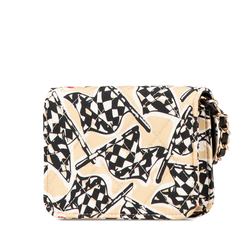 Chanel Matelasse Coco Mark Checker Flag Motif Canvas Leather Mini Shoulder Bag