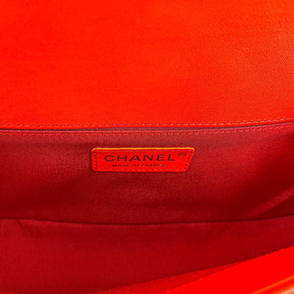 Chanel Boy Chevron Red Ruthenium
