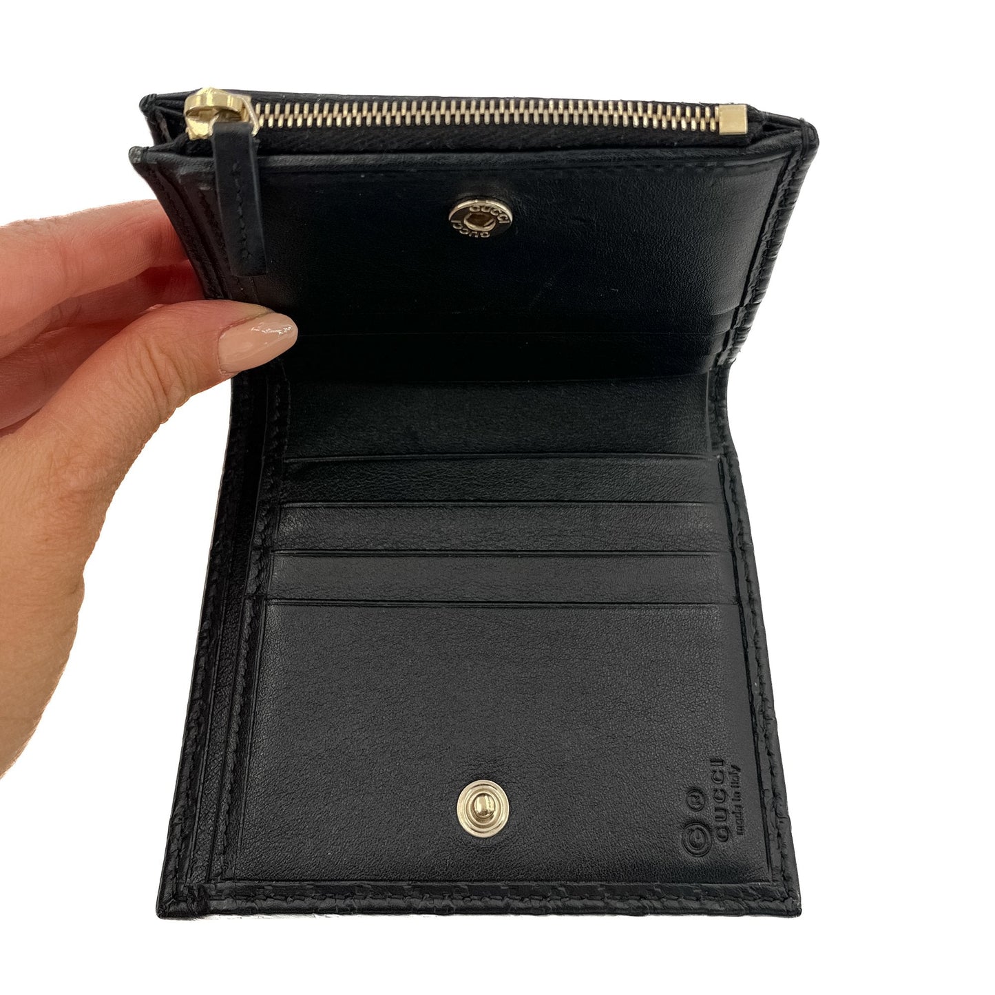 Envelope Guccissima Leather Black Wallet