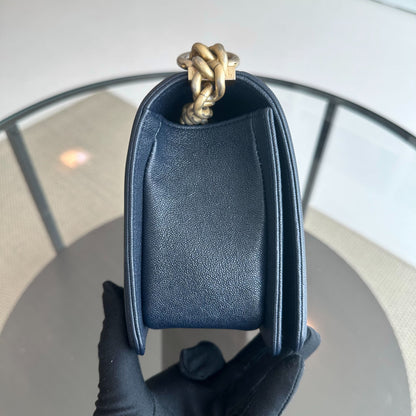 *Series 27, 2019* Boy Caviar Old Medium 25CM Quilted Calfskin Dark Blue GHW No 27  S$5,600