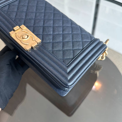 *Series 27, 2019* Boy Caviar Old Medium 25CM Quilted Calfskin Dark Blue GHW No 27  S$5,600