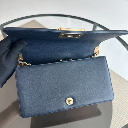 *Series 27, 2019* Boy Caviar Old Medium 25CM Quilted Calfskin Dark Blue GHW No 27  S$5,600