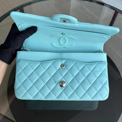 *Series 27* Double Flap Quilted Lambskin Tiffany Blue Silver Hardware Series 27