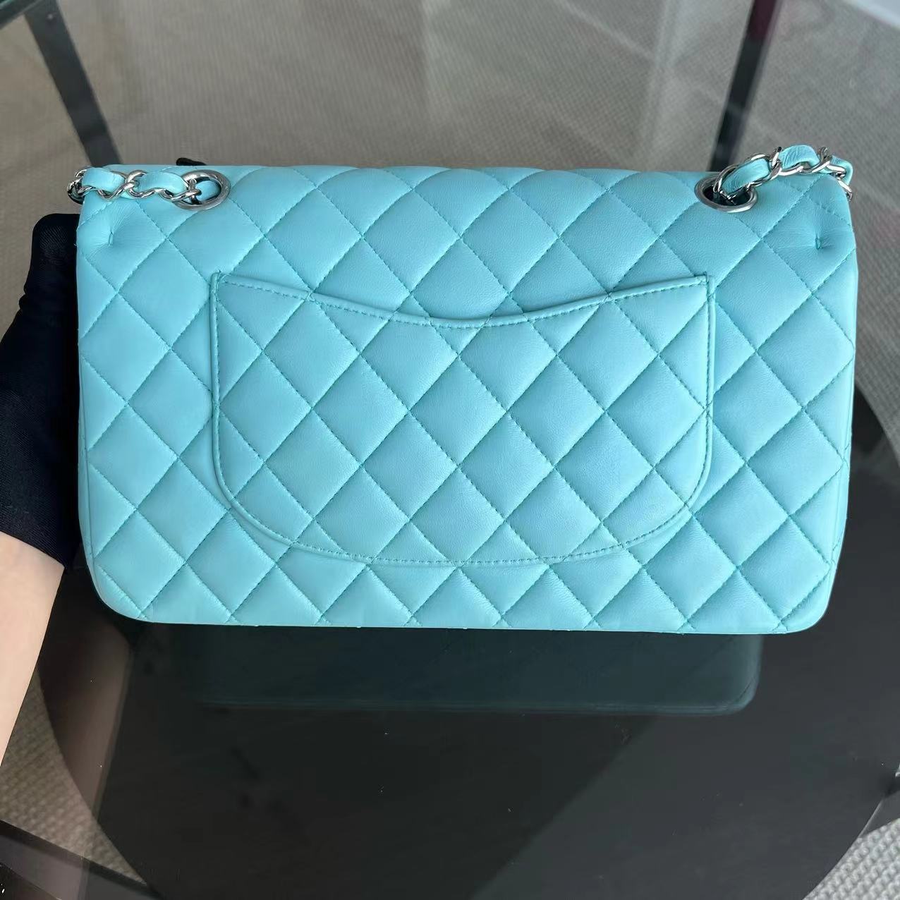 *Series 27* Double Flap Quilted Lambskin Tiffany Blue Silver Hardware Series 27