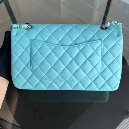 *Series 27* Double Flap Quilted Lambskin Tiffany Blue Silver Hardware Series 27