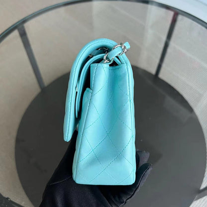 *Series 27* Double Flap Quilted Lambskin Tiffany Blue Silver Hardware Series 27