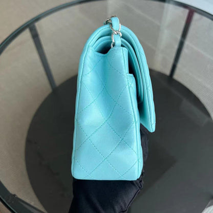 *Series 27* Double Flap Quilted Lambskin Tiffany Blue Silver Hardware Series 27