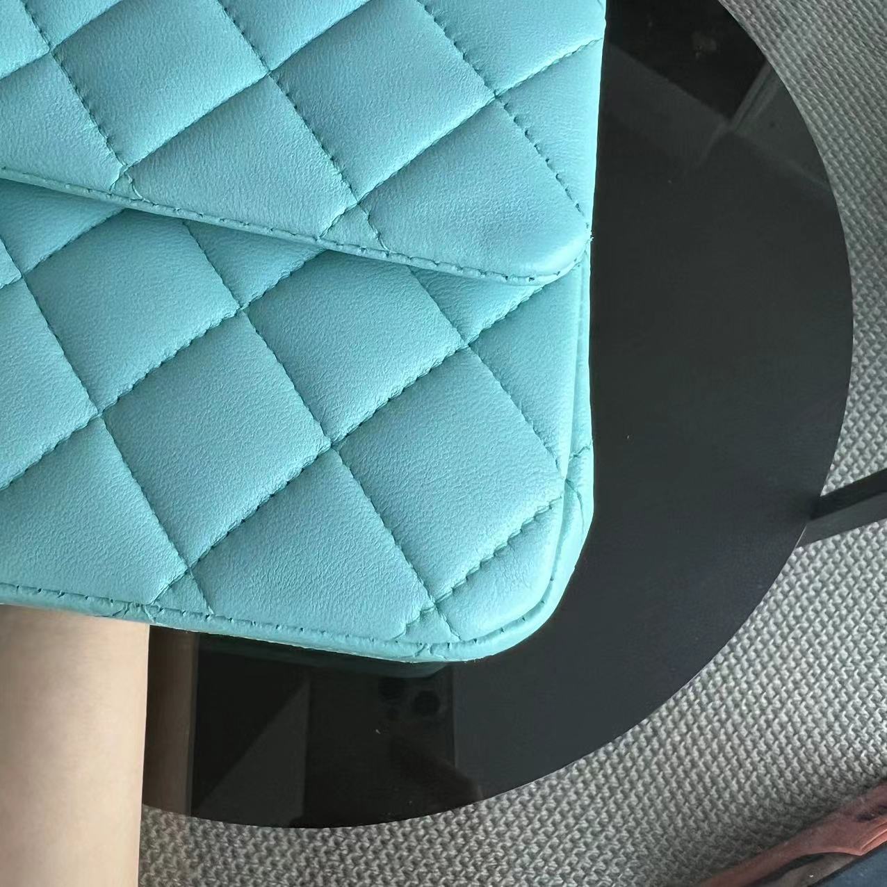 *Series 27* Double Flap Quilted Lambskin Tiffany Blue Silver Hardware Series 27
