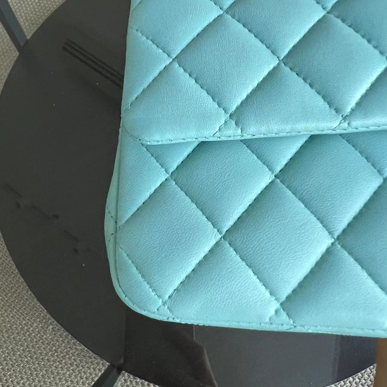 *Series 27* Double Flap Quilted Lambskin Tiffany Blue Silver Hardware Series 27