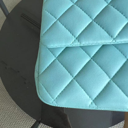 *Series 27* Double Flap Quilted Lambskin Tiffany Blue Silver Hardware Series 27