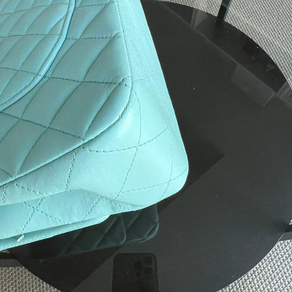 *Series 27* Double Flap Quilted Lambskin Tiffany Blue Silver Hardware Series 27