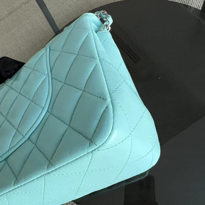 *Series 27* Double Flap Quilted Lambskin Tiffany Blue Silver Hardware Series 27