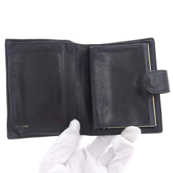 Chanel CC Caviar Bifold Wallet Leather Short Wallet in Fair condition