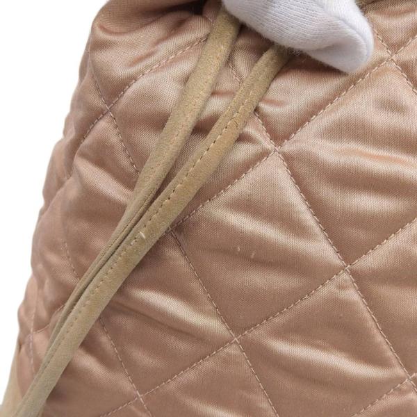 Chanel Quilted Satin Drawstring Backpack Canvas Backpack in Good condition