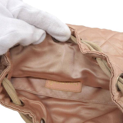 Chanel Quilted Satin Drawstring Backpack Canvas Backpack in Good condition