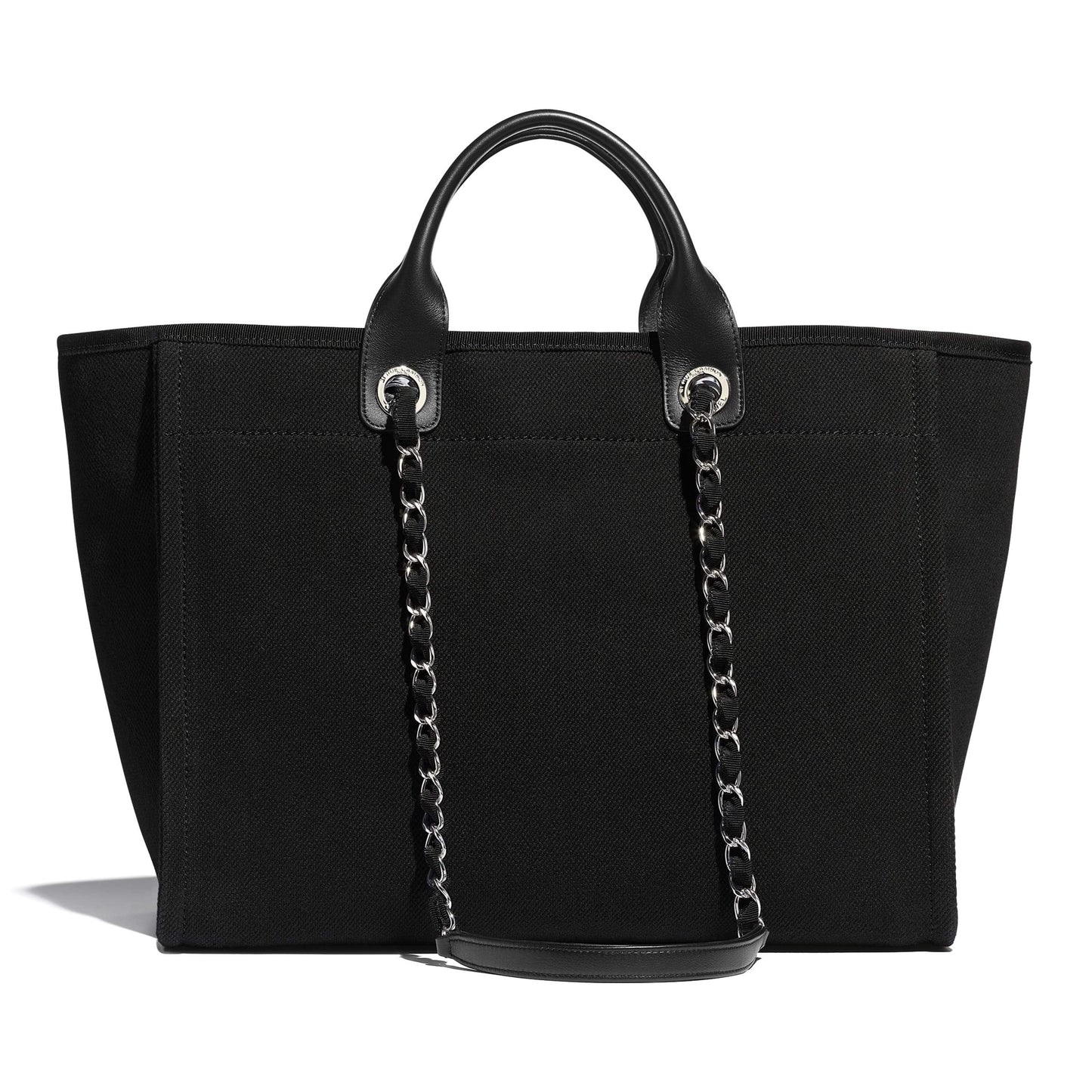 Chanel Deauville Fabric Tote Black Gray