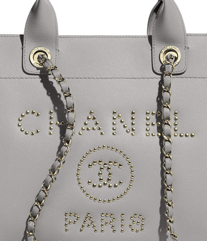 Chanel Deauville Fabric Tote Gray