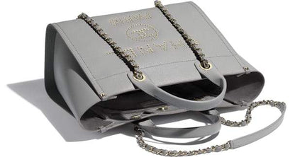Chanel Deauville Fabric Tote Gray