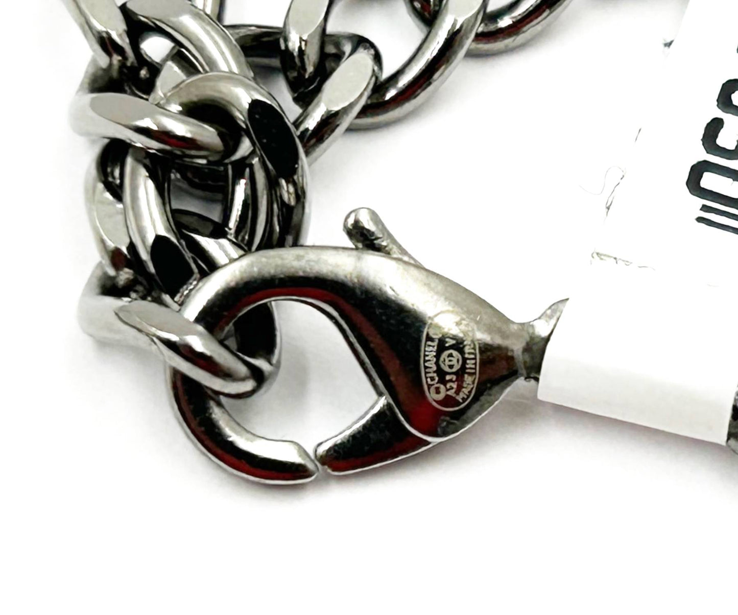 Chanel Brand New Silver  Crystal Charms Gunmetal Chain Choker Necklace