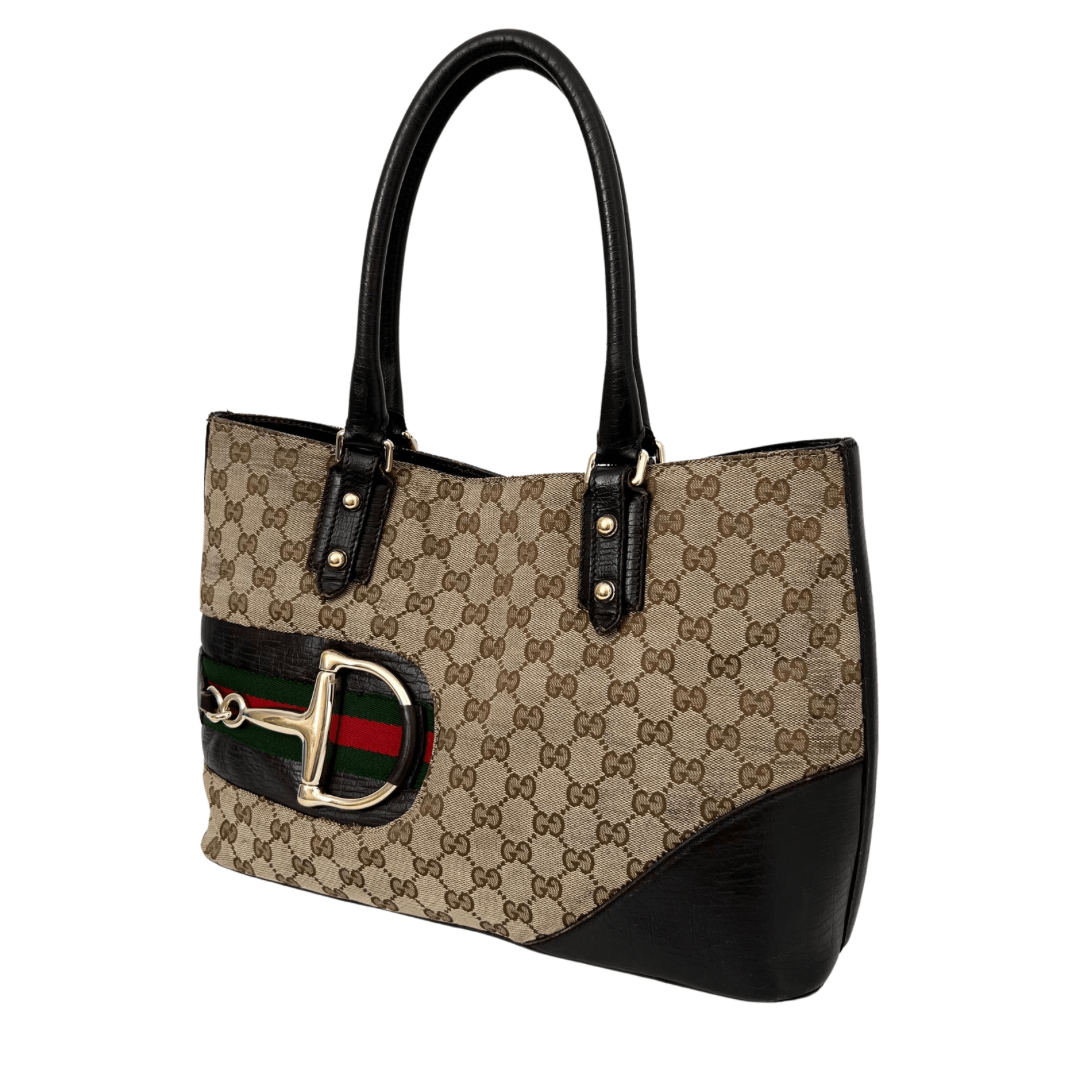 Gucci GG Canvas Horsebit Web Tote