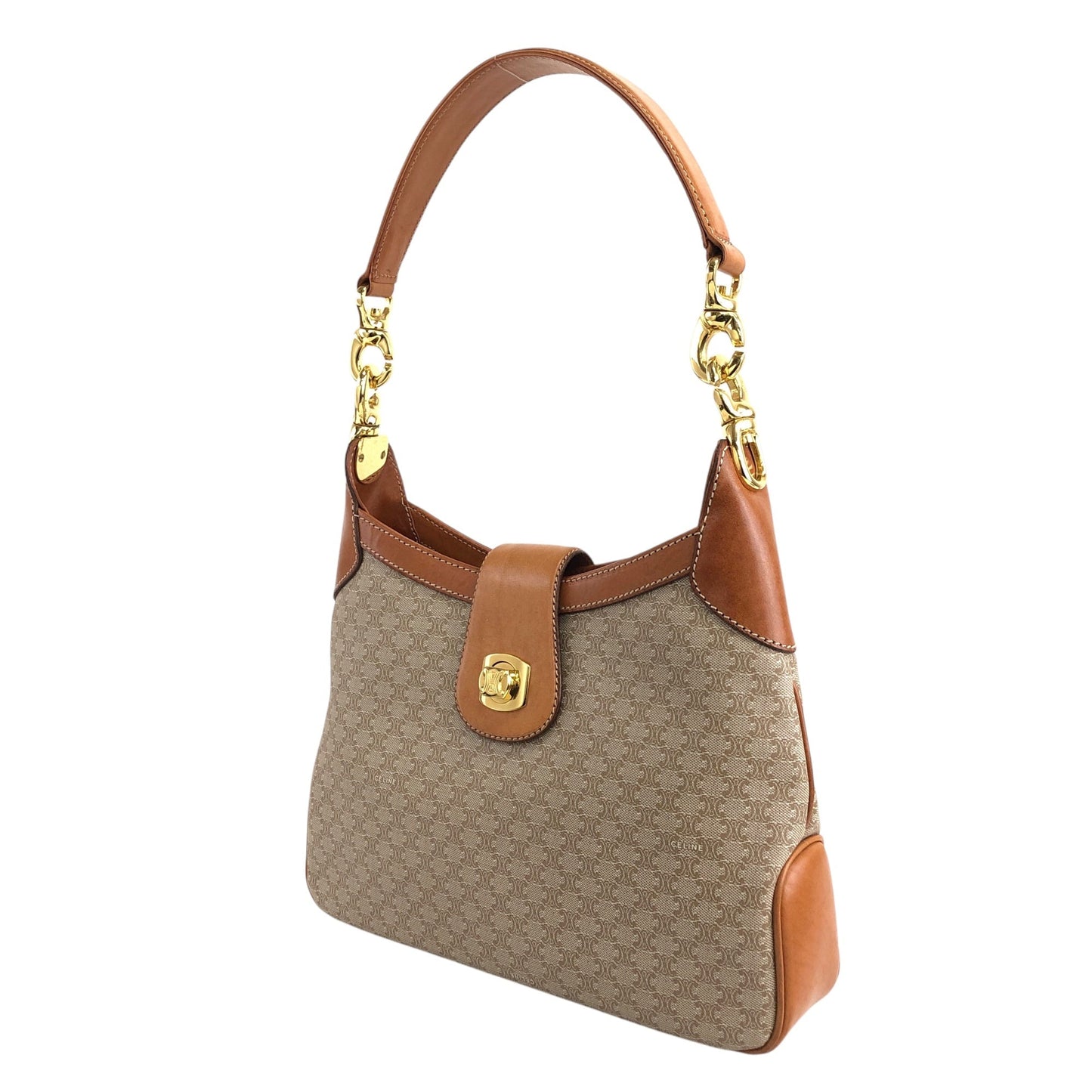CELINE  Turn Lock Shoulder bag Hobobag Beige Vintage jniidp