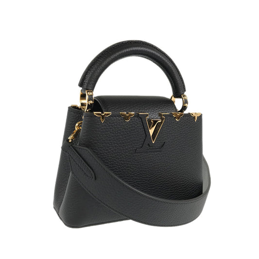 LOUIS VUITTON Taurillon Clemence 2WAY Shoulder Gold Hardware Handbag