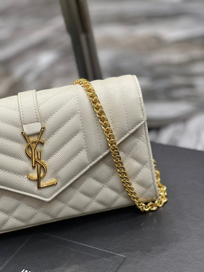 Yves Saint Laurent Envelope Small Chain Bag White