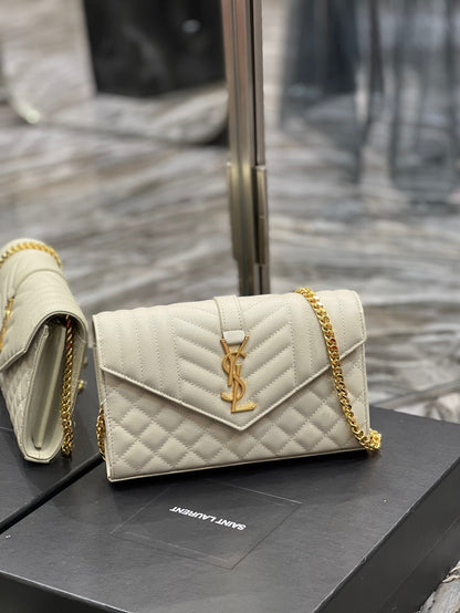 Yves Saint Laurent Envelope Small Chain Bag White