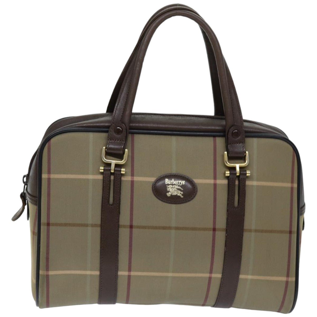 BURBERRYSs Nova Check Hand Bag Canvas Beige Auth tb1083