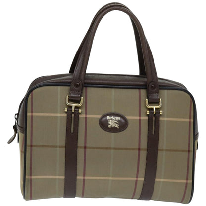 BURBERRYSs Nova Check Hand Bag Canvas Beige Auth tb1083