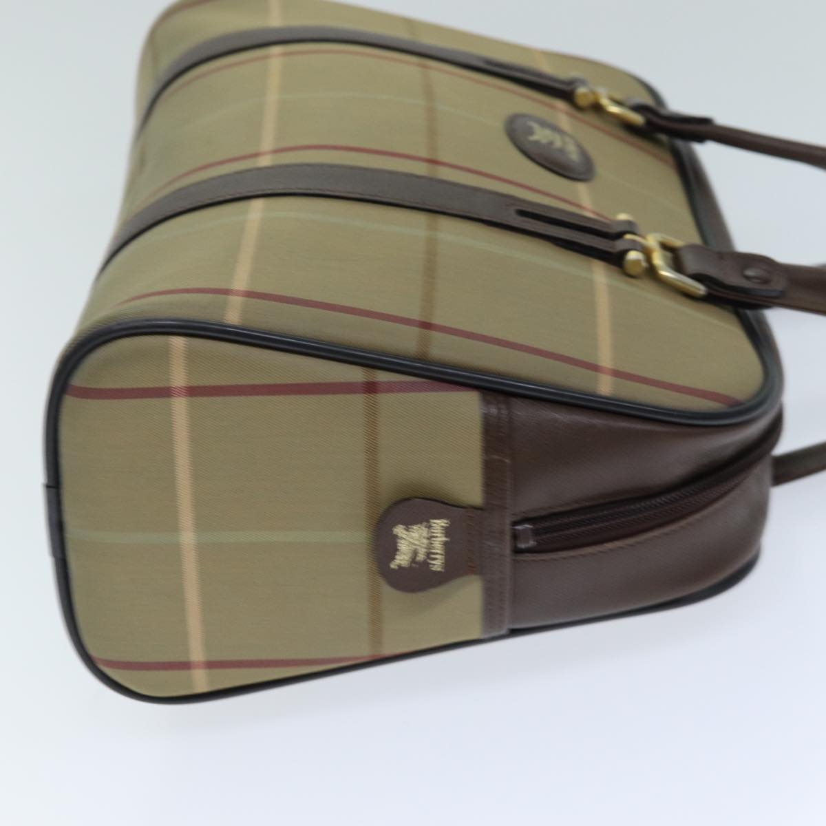 BURBERRYSs Nova Check Hand Bag Canvas Beige Auth tb1083