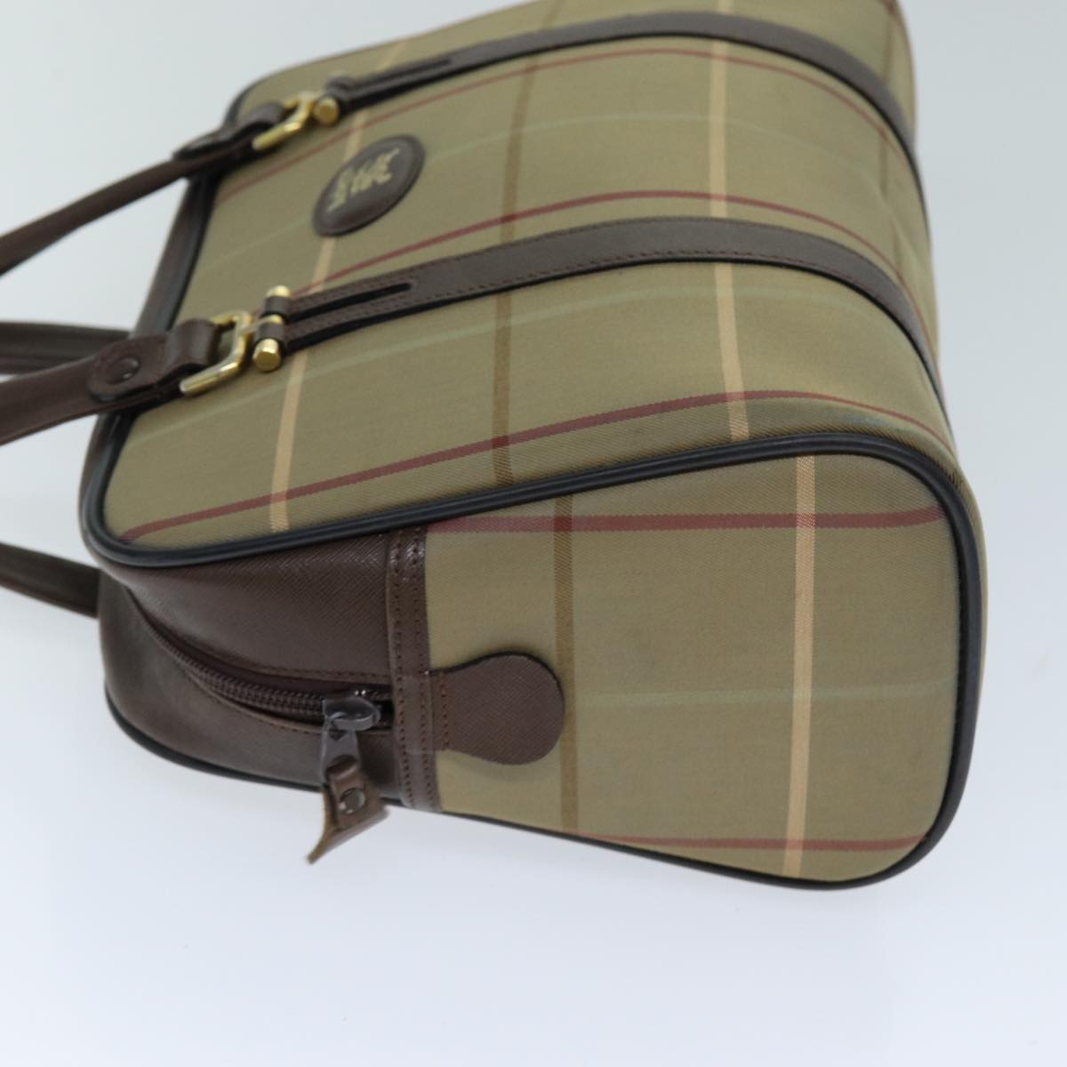 BURBERRYSs Nova Check Hand Bag Canvas Beige Auth tb1083