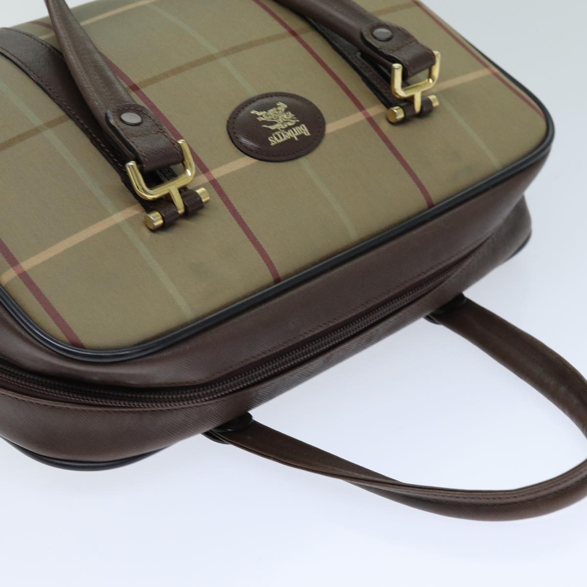 BURBERRYSs Nova Check Hand Bag Canvas Beige Auth tb1083