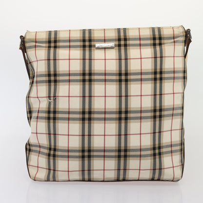 BURBERRY Nova Check Blue Label Shoulder Bag Nylon 2Set Beige Navy Auth tb1144