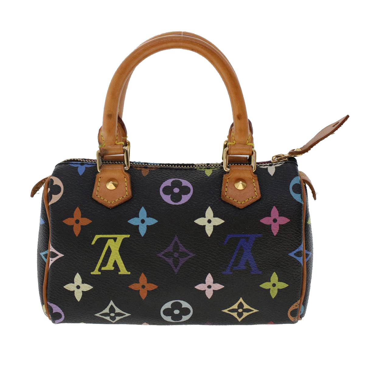 LOUIS VUITTON Monogram Multicolor Mini Speedy Hand Bag Black M92644 Auth tb787