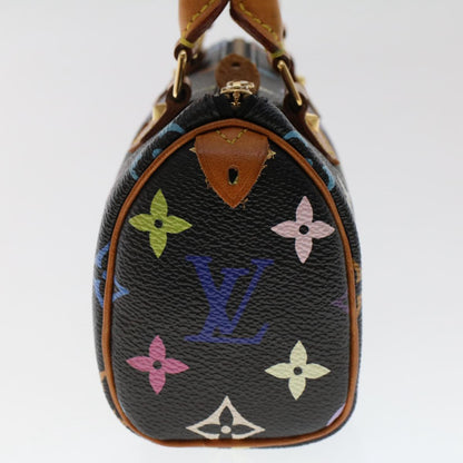LOUIS VUITTON Monogram Multicolor Mini Speedy Hand Bag Black M92644 Auth tb787