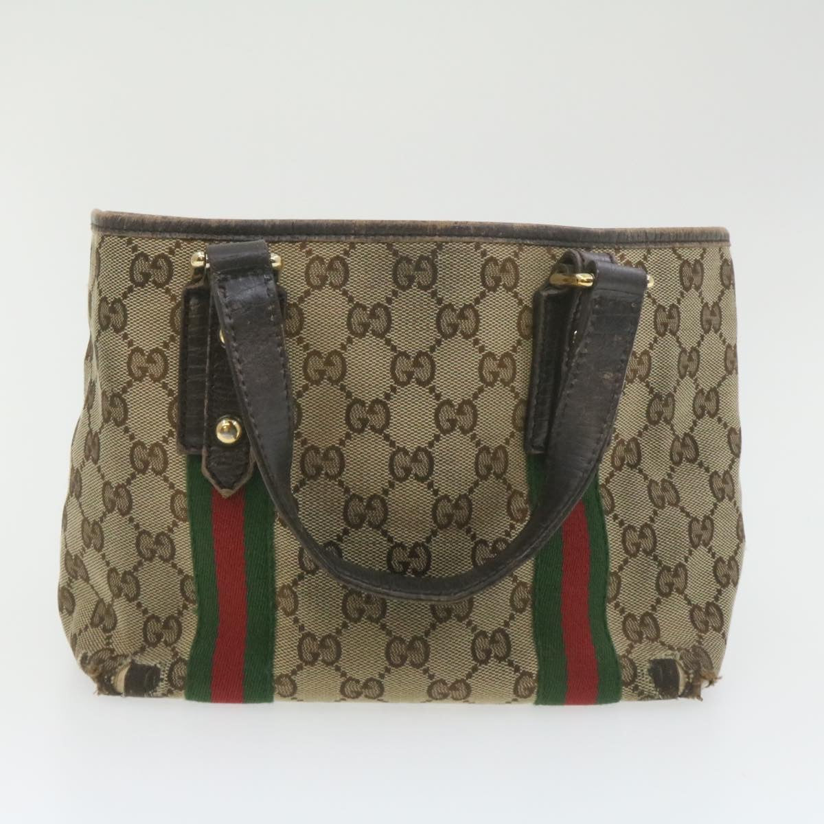 GUCCI Web Sherry Line GG Canvas Hand Shoulder Bag 2Set Beige  th1038