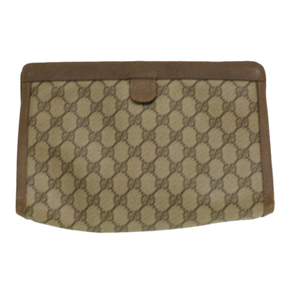 GUCCI Web Sherry Line GG Canvas Clutch Bag PVC Leather Beige Green  th3181