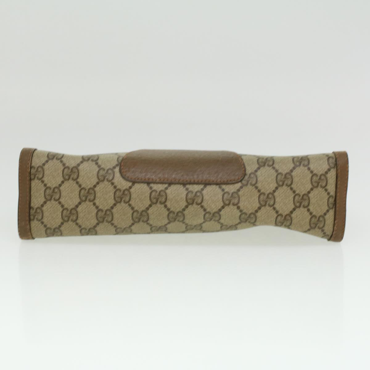 GUCCI Web Sherry Line GG Canvas Clutch Bag PVC Leather Beige Green  th3181